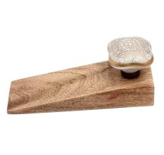 2 Pieces Light Grey Square Ceramic Wooden Door Stopper